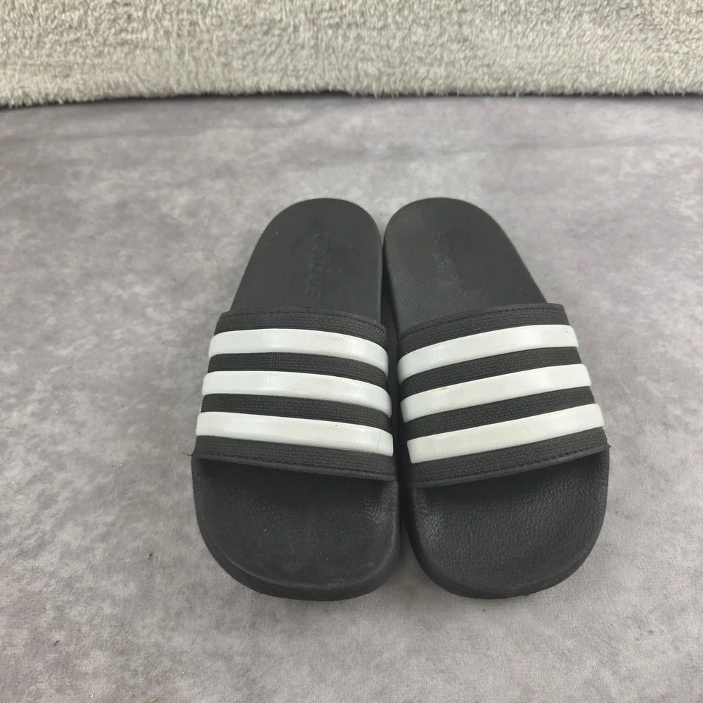 Adidas Adilette Shower Slides Black White Stripes Sandals G27625 Kids Size 1 US